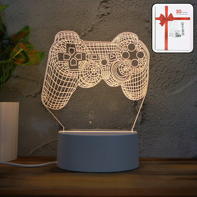 3D Illusion LED Night Lamp with Gaming Controller Design